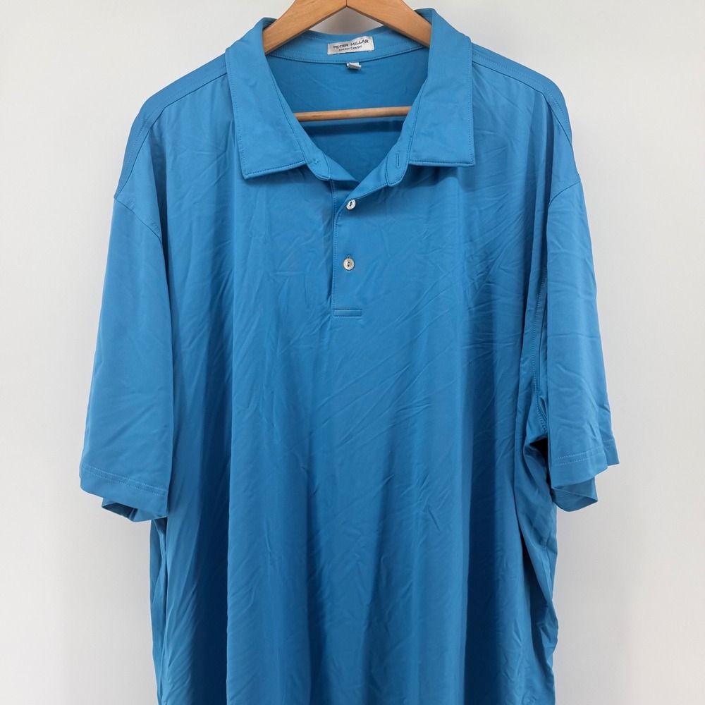 Peter Millar Summer Comfort Mens 3X Blue Performance Golf Polo Shirt Stretch - Picture 3 of 8